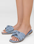 Sandalia Azul Nudo Tira Ancha Moda Mujer Casual Verano Elegante 1220360