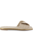 Sandalia Beige Plana Mujer Punta Cuadrada Moño Moda Dama 2760730