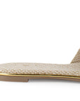 Sandalia Beige Plana Mujer Punta Cuadrada Moño Moda Dama 2760730