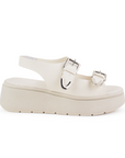 Sandalia Beige Plataforma Mujer Comoda Ajuste Hebillas Moda Verano 3430045