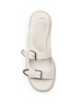 Sandalia Beige Plataforma Mujer Comoda Ajuste Hebillas Moda Verano 3430045