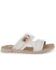 Sandalia Beige Doble Tira Mujer Casual Plana Confort Moda Verano 3270325