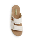 Sandalia Beige Doble Tira Mujer Casual Plana Confort Moda Verano 3270325