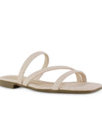 Sandalia Beige Piso Mujer Casual Tiras Cruzadas Moda 2870218