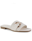 Sandalia Beige Mujer Moda Slide Hebilla Decorativa Estilo Casual 4170008