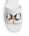 Sandalia Blanco Dama Punta Cuadrada Herraje Plana Elegante Comoda 4170006