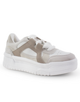 Tenis Blanco Beige Mujer Urbano Casual Cordones Moda Comodo Suela Gruesa 4370174