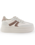 Tenis Beige Rosa Dama Casual Plataforma Moda Cordones Urbano Sneaker Mujer 4370175