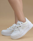 Tenis Blanco Mujer Urbano Casual Cordones Moda Comodo Suela Gruesa 4370176