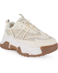 Tenis Beige Casual Plataforma Alta Chunky Pedreria Moda Comodo Agujetas 3201309