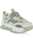 Tenis Verde Dama Plataforma Chunky Cordones Comodo Urbano Moda 3201310
