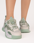 Tenis Verde Dama Plataforma Chunky Cordones Comodo Urbano Moda 3201310
