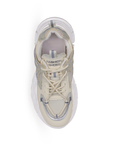 Tenis Beige Mujer Con Plataforma Chunky De Moda Brillos Cordones 3201314