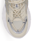 Tenis Beige Mujer Con Plataforma Chunky De Moda Brillos Cordones 3201314
