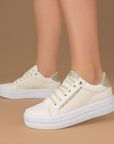 Tenis Beige Casual Moda Urbano Dama Comodo Basico 4820020