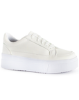 Tenis Blanco Moda Casual Mujer Plataforma Liso Urbano Agujeta 4820028