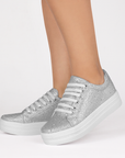 Tenis Plata Brillos Dama Urbano Plataforma Moda Agujeta Sneakers Mujer 4820043