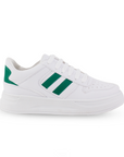 Tenis Blanco Verde Dama Casual Modernos Ajuste Agujeta Sneakers Mujer 4820044