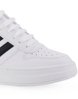 Tenis Blanco Negro Dama Casual Modernos Ajuste Agujeta Sneakers Mujer 4820045