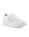 Tenis Blanco Plata Dama Casual Modernos Ajuste Agujeta Sneakers Mujer 4820047