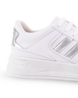Tenis Blanco Plata Dama Casual Modernos Ajuste Agujeta Sneakers Mujer 4820047