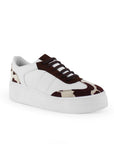 Tenis Blanco Cafe Mujer Casual Moda Manchas Sneakers Plataforma 4820048