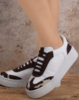 Tenis Blanco Cafe Mujer Casual Moda Manchas Sneakers Plataforma 4820048