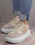Tenis Beige Dama Casual Urbano Moda Sneakers Comodo Mujer 4490087