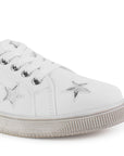 Tenis Blanco Plata Mujer Casual Moda Cordones Estilo Urbano Suela Baja 4490097