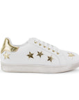 Tenis Blanco Oro Mujer Casual Moda Cordones Estilo Urbano Suela Baja 4490098