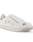 Tenis Blanco Oro Mujer Casual Moda Cordones Estilo Urbano Suela Baja 4490098