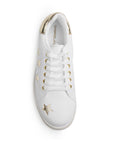 Tenis Blanco Oro Mujer Casual Moda Cordones Estilo Urbano Suela Baja 4490098