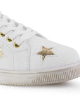 Tenis Blanco Oro Mujer Casual Moda Cordones Estilo Urbano Suela Baja 4490098