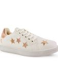 Tenis Beige Oro Rosado Mujer Casual Moda Cordones Estilo Urbano Suela Baja 4490099