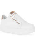 Tenis Blanco Oro Rosa Blanco Plataforma Casual Para Mujer 3402228