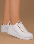 Tenis Blanco Oro Rosa Blanco Plataforma Casual Para Mujer 3402228
