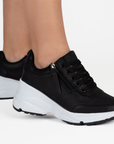 Tenis Negro Mujer Urbano Casual Cierre Moderno Plataforma Confortable 3402720
