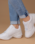 Tenis Blanco Mujer Plataforma Confort Casual Agujetas Moderno Urbano 3402817