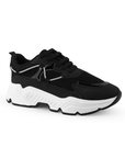 Tenis Negro Blanco Dama Plataforma Casual Moda Urbano Agujeta 3402827