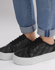 Tenis Negro Mujer Pedreria Sneakers Moda Dama Brillos Casual 3402839