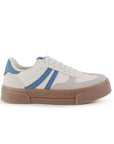 Tenis Beige Azul Dama Casual Moda Urbano Agujeta Comodo Plataforma 3402957