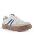 Tenis Beige Azul Dama Casual Moda Urbano Agujeta Comodo Plataforma 3402957