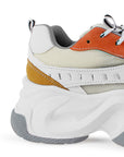 Tenis Blanco Beige Naranja Dama Moda Casual Plataforma Alta Estilo Urbano Confort 3402977