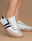 Tenis Blanco Negro Dama Casual Urbano Comodo Moda Mujer Agujeta 3280201