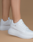 Tenis Blanco Casual Mujer Plataforma Alta Comodo Urbano Sneakers 3280202