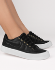 Tenis Negro Dama Casual Piso Moda Comodo Agujeta Sneakers Mujer 3280207