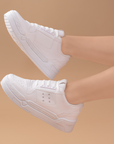 Tenis Blanco Mujer Plataforma Casual Moda Urbano Agujetas 3280209