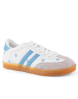 Tenis Blanco Azul Dama Urbano Casual Flores Moda Ajuste Agujeta Mujer Sneakers 3280211