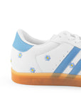 Tenis Blanco Azul Dama Urbano Casual Flores Moda Ajuste Agujeta Mujer Sneakers 3280211