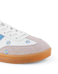 Tenis Blanco Azul Dama Urbano Casual Flores Moda Ajuste Agujeta Mujer Sneakers 3280211